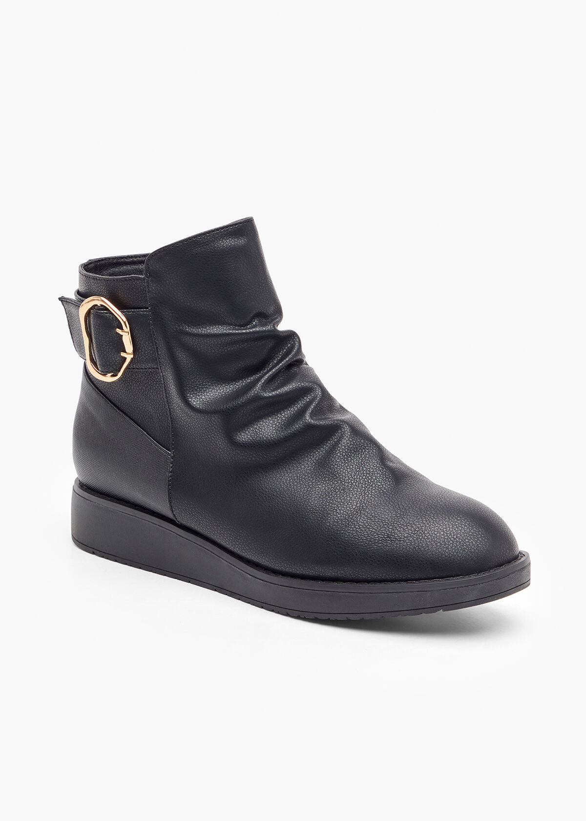 Shop Wedge Ruched Zip Buckle Boot Comfortable Shoes Taking Shape AU