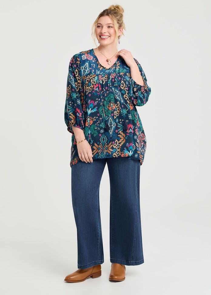 Natural Ornate Paisley Top, , hi-res