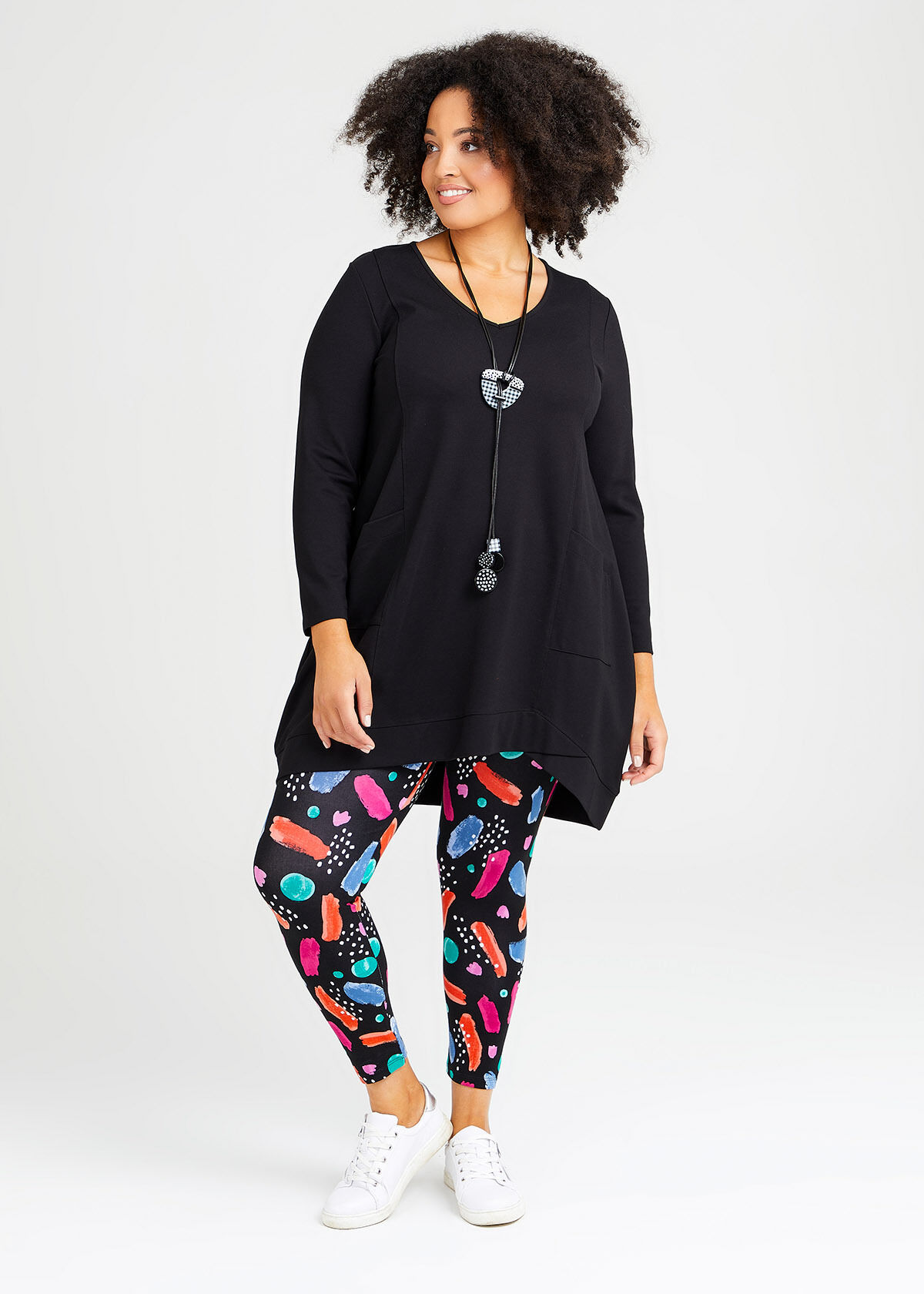 Shop Plus Size Natural Geo Print Legging in Multi Taking Shape AU