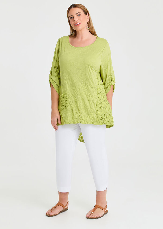 Lace & Bamboo Crush Tunic, GREEN OASIS, hi-res