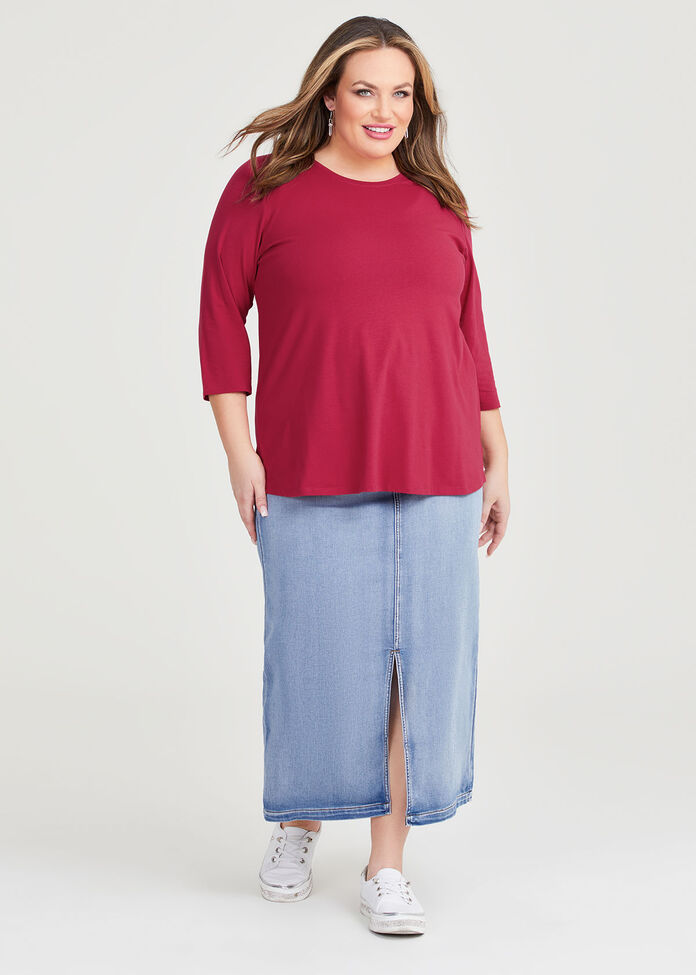 Good Earth Australian Cotton 3/4 T-Shirt, , hi-res