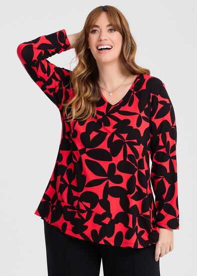 Plus Size Natural Ade Abstract Floral Top