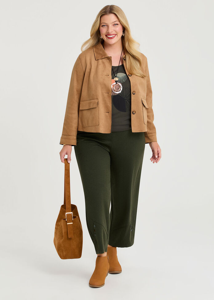 Faux Suede Crop Jacket, , hi-res