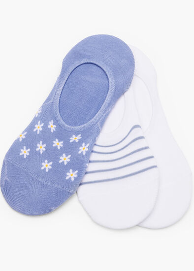 3 Pack No Show Bamboo Daisy Socks