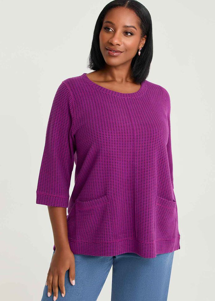 Ticking Rib Pocket Detail Top, , hi-res