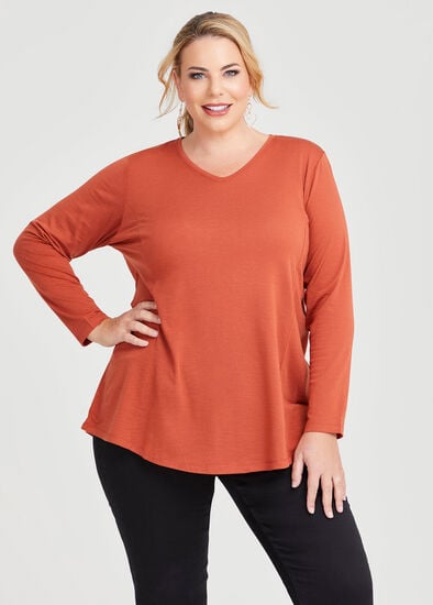 Plus Size Wool Bamboo V-neck Top