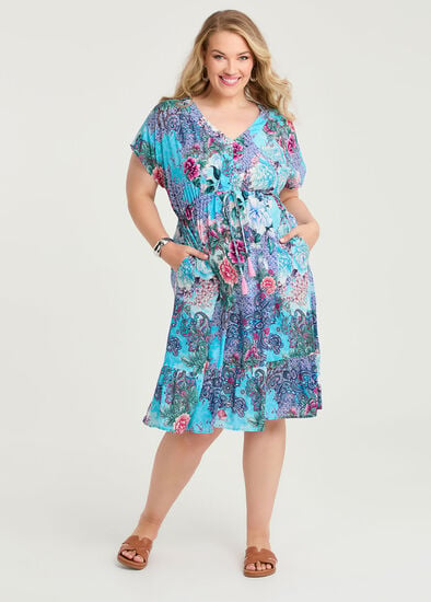 Plus Size Natural Mallorca Tile Dress