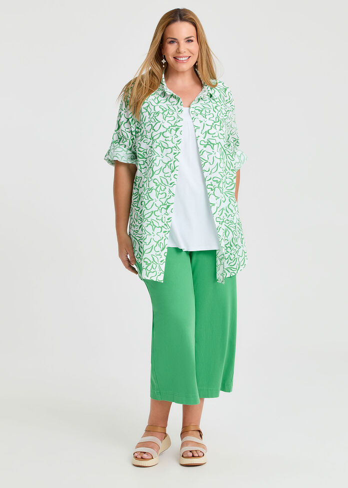 Cotton Linear Floral Shirt, , hi-res