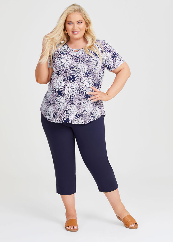Scoop Neck Short Sleeve Top, , hi-res