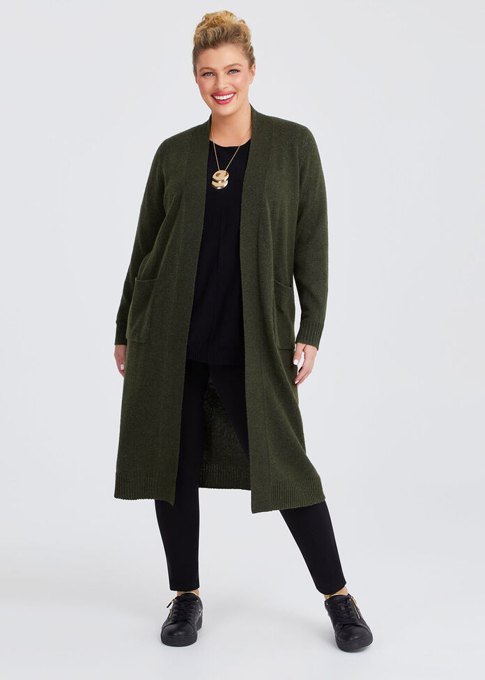 Longline Pocket Cardigan, , hi-res
