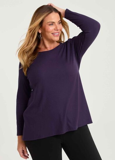 Plus Size Rib Back Button Detail Top
