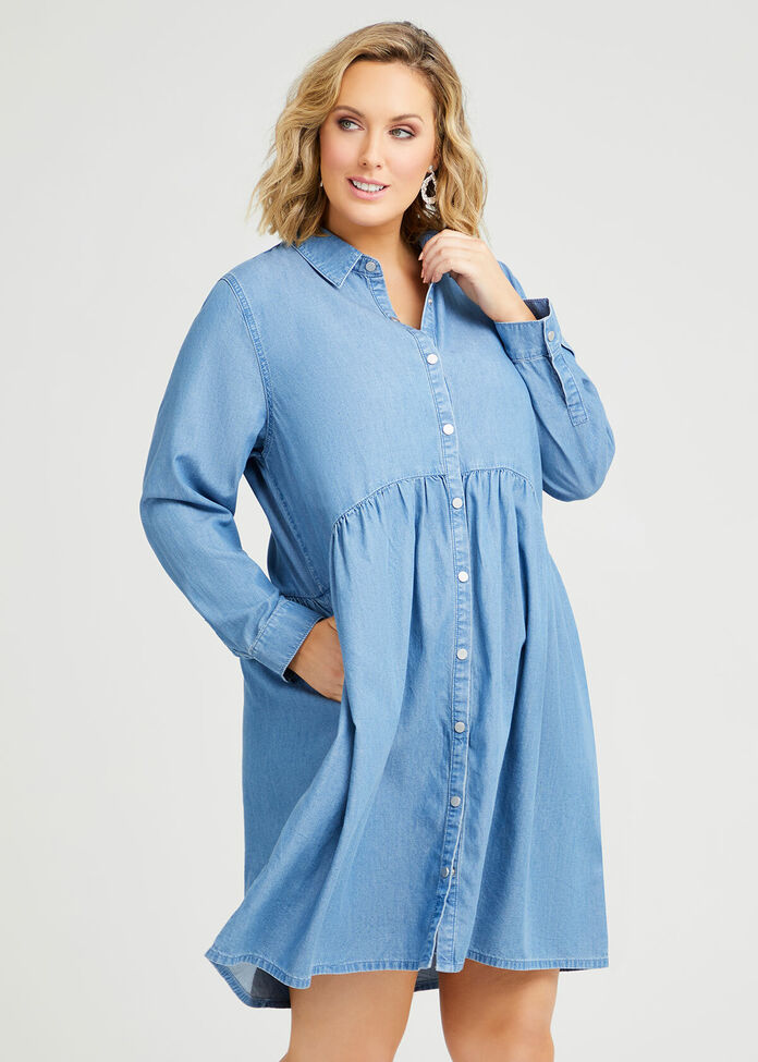 Shop Plus Size Chambray Shirt Dress in Blue | Taking Shape AU