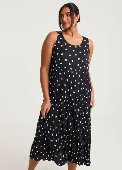 Plus Size Pleated Enya Polka Dress