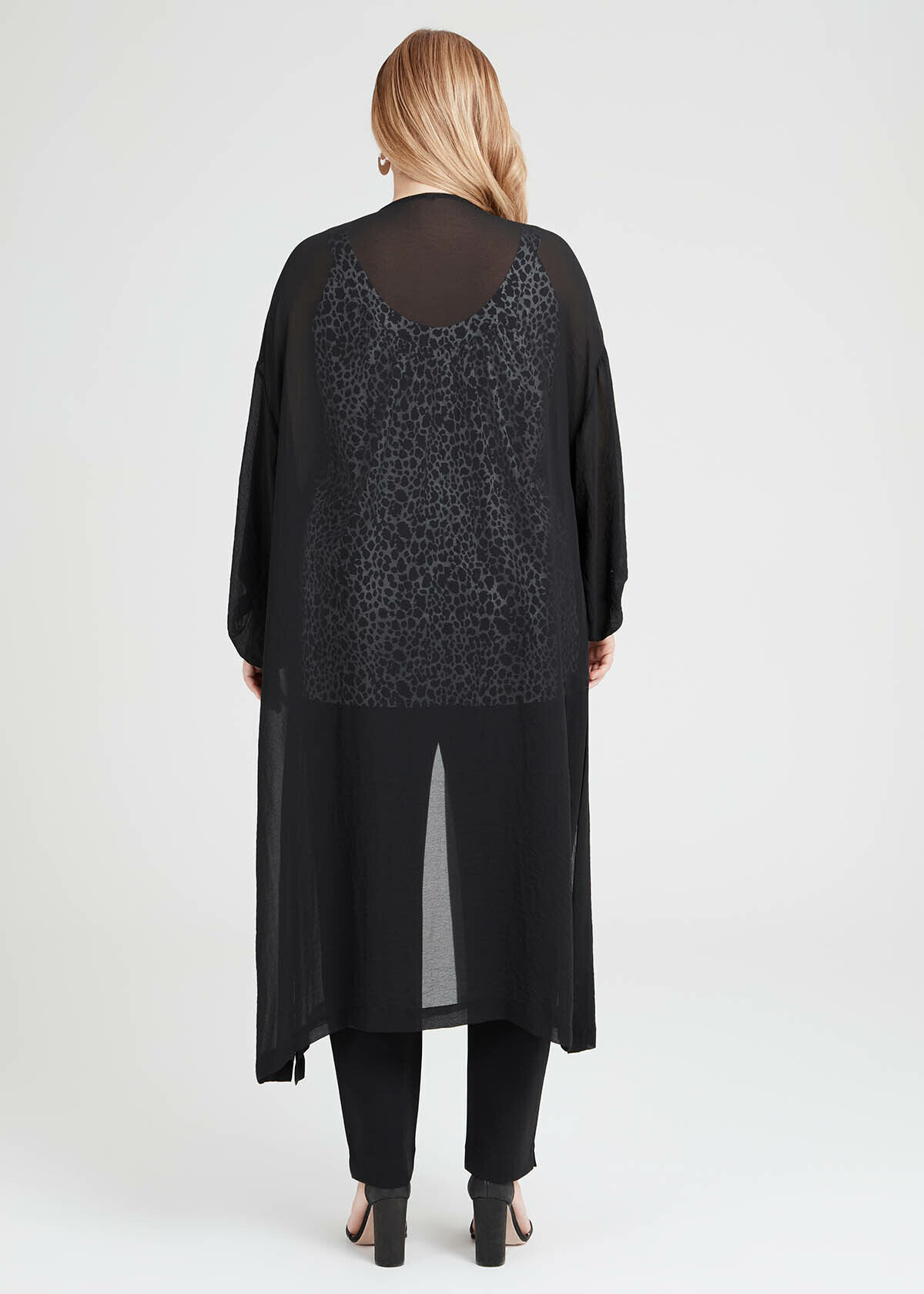 Long sheer chiffon duster top