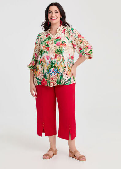 Plus Size Stretch Linen Ayanna Crop Pant