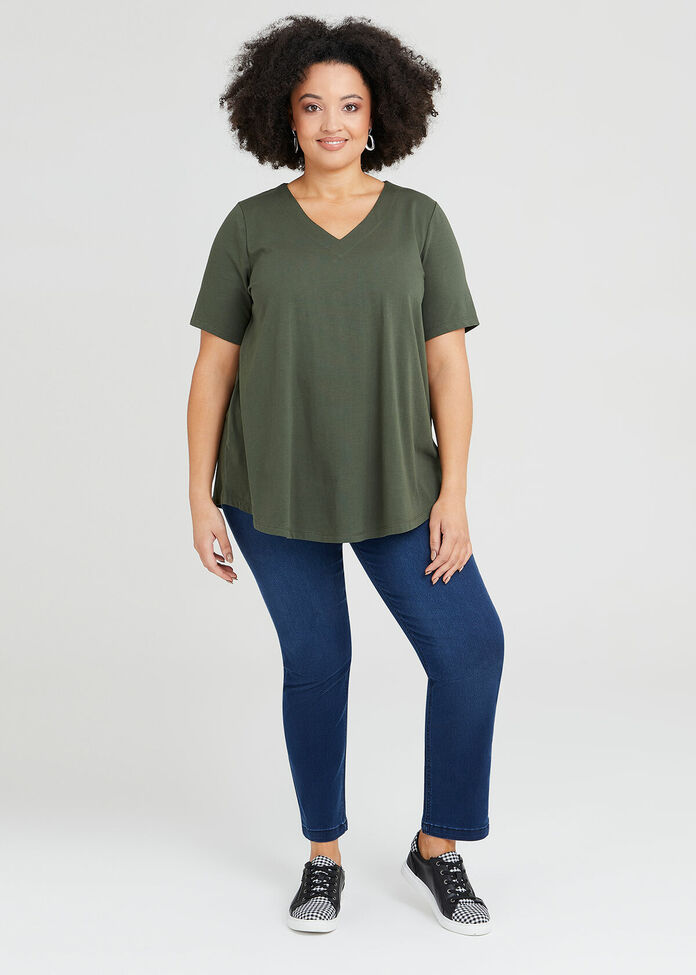 Organic V-neck Swing Basic Tee, , hi-res