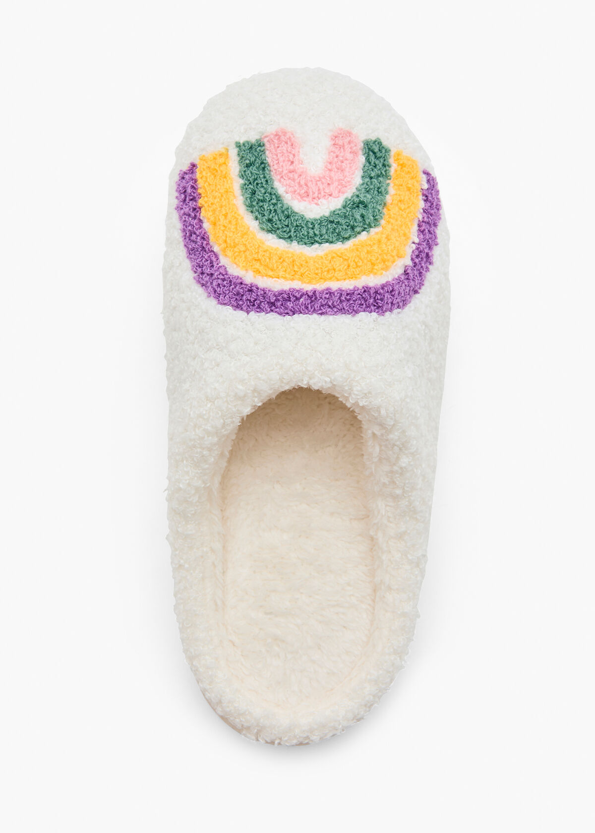 Fuzzy rainbow slippers outlet