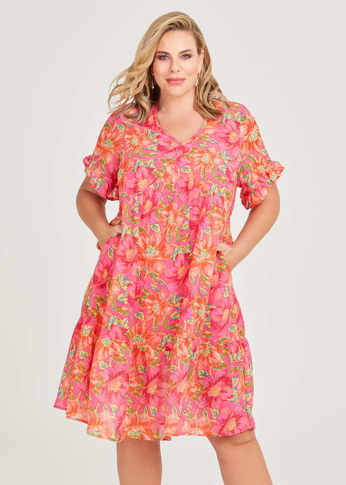 Shop Plus Size Ruffle Sleeve Midi Dress in Multi | Taking Shape AU