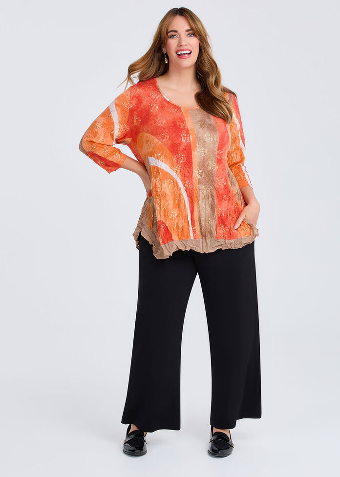 Foil Sunburst Crush Bamboo Top, PRINT, hi-res