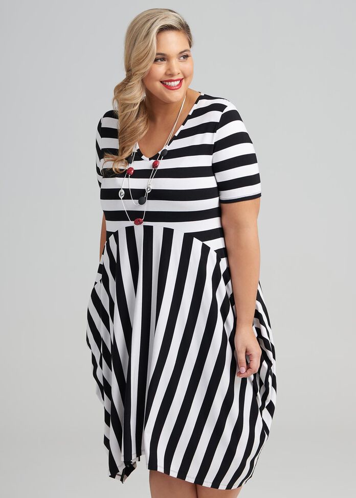 Shop Plus Size Bamboo Line Up Dress in Stripes | Taking Shape AU