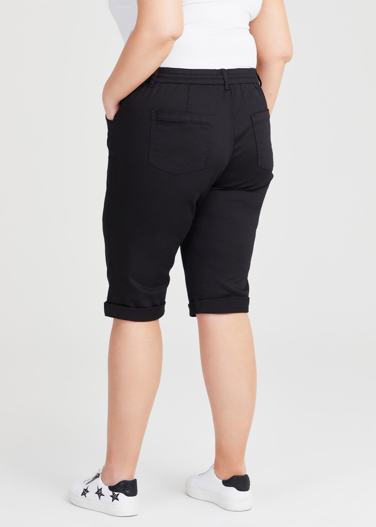 Shop Plus Size Relaxed Denim Jogger Short in Black Taking Shape AU
