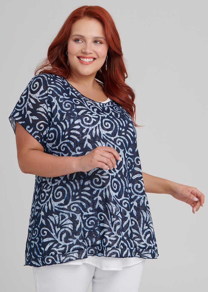 Shop Plus Size Shibori Swirls Top in Print | Sizes 12-30 | Taking Shape NZ