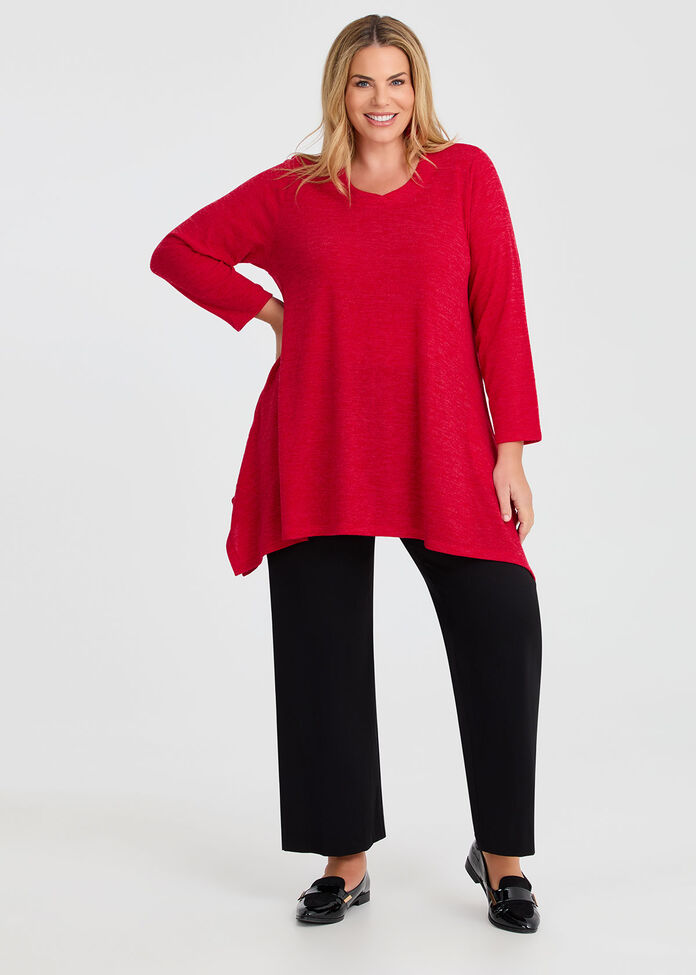 Snug Cube Hem Tunic, DARK RED, hi-res