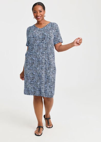 Plus Size Bamboo Swirl Print Dress