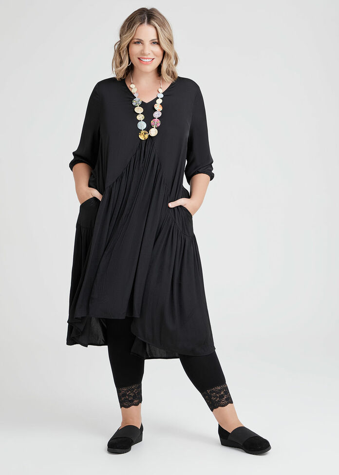 Shop Plus Size Luxe Gathered Midi Dress in Black | Taking Shape AU