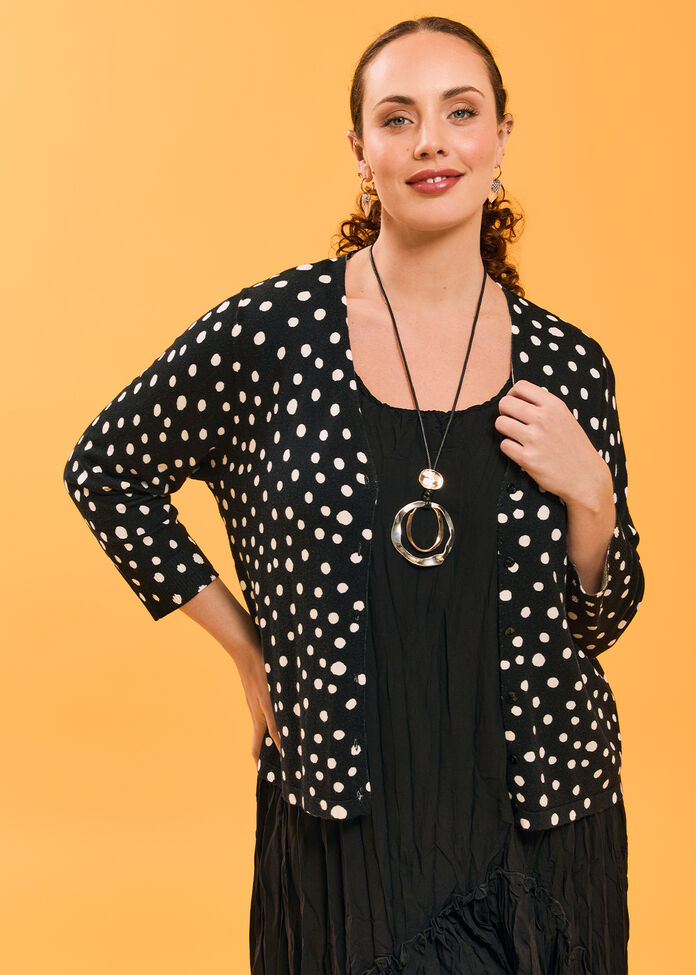 Polka Dot Natural Cardigan, , hi-res