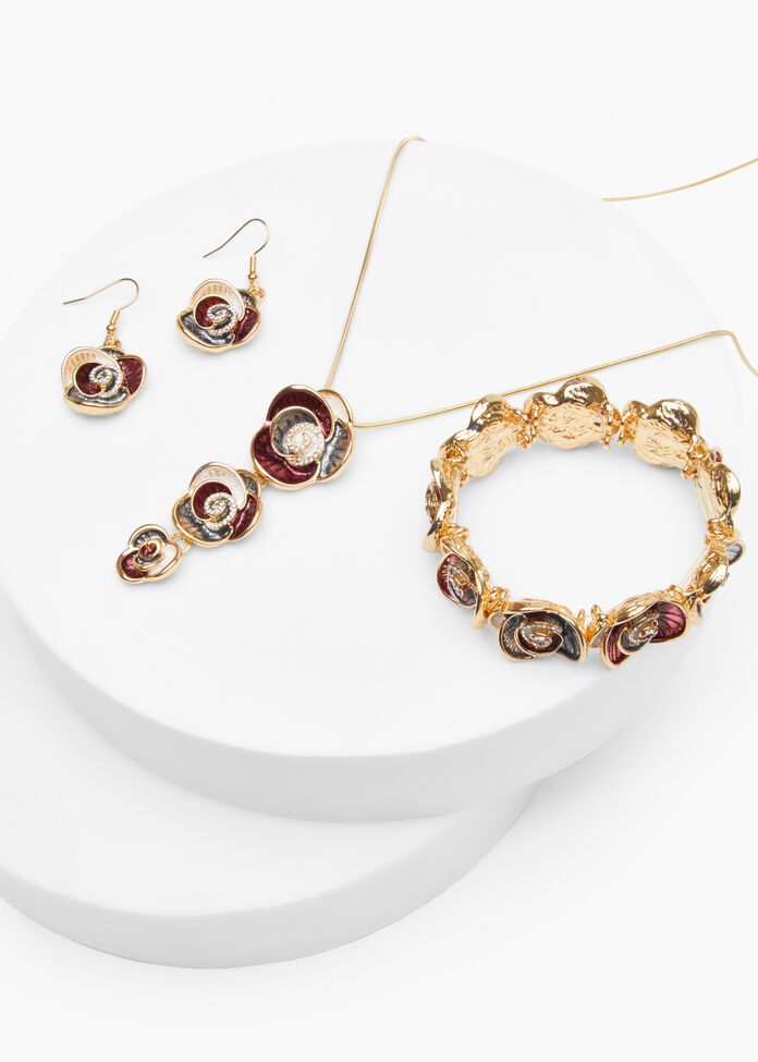 Enamel Diamante Rose Earrings, , hi-res