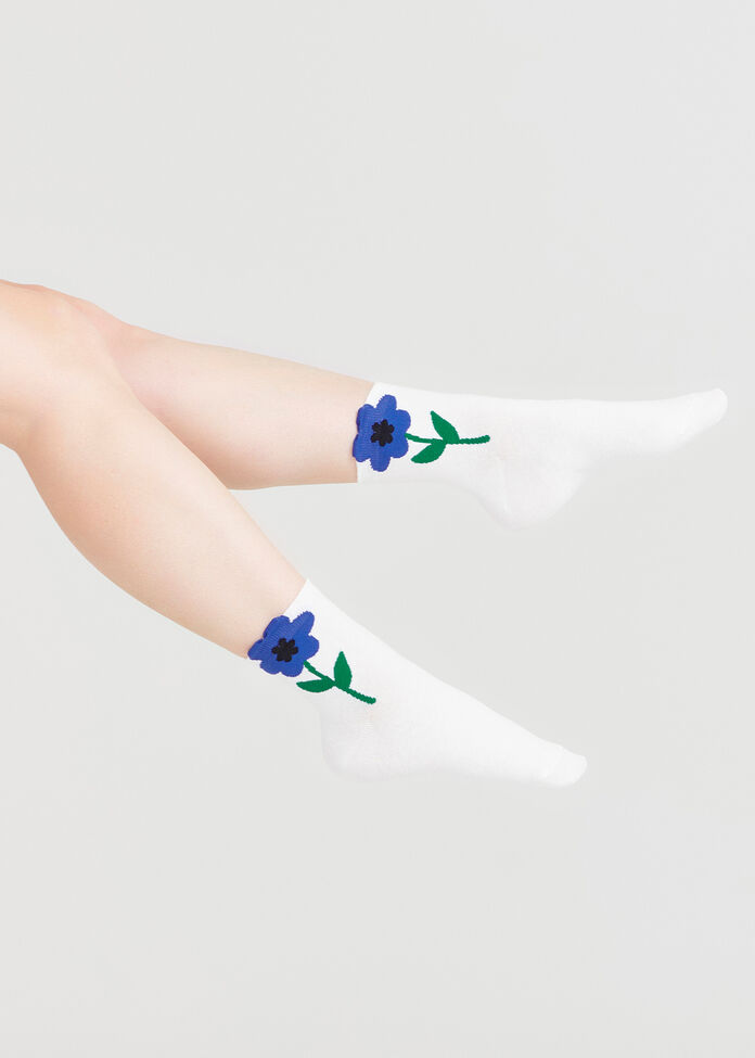 2 Pack Cotton Flower Socks, , hi-res