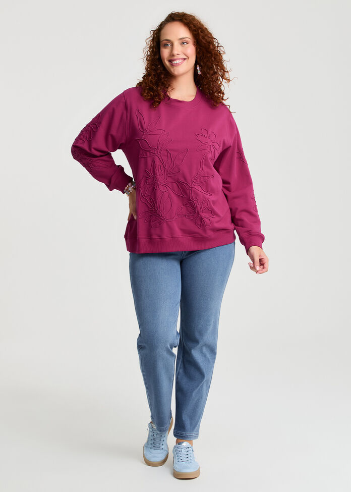 Cotton Cord Applique Sweatshirt, , hi-res