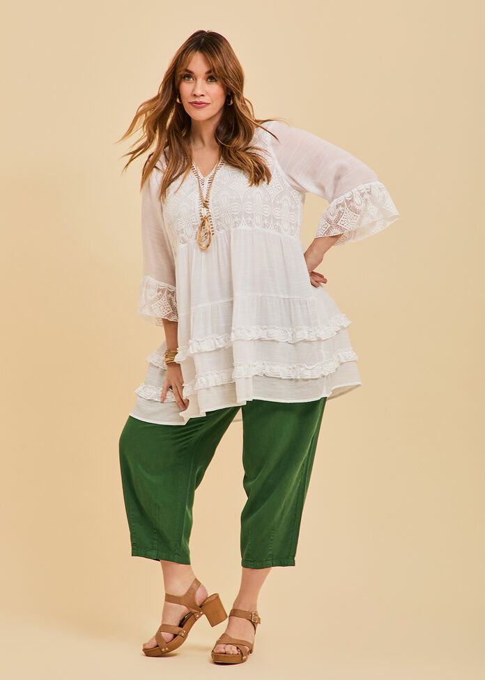 Lyocell Lantern Crop Pant, AMAZON GREEN, hi-res