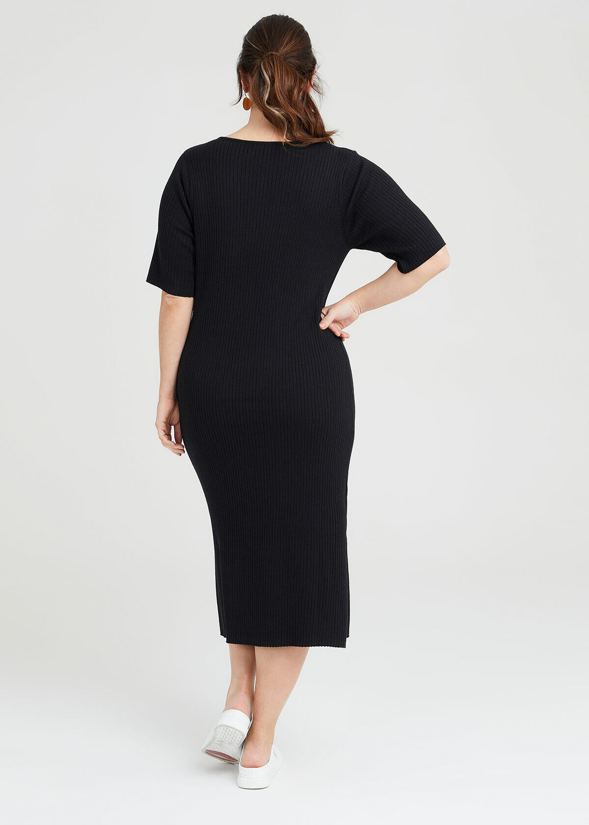 Shop Rib Knit Short Sleeve Dress in 