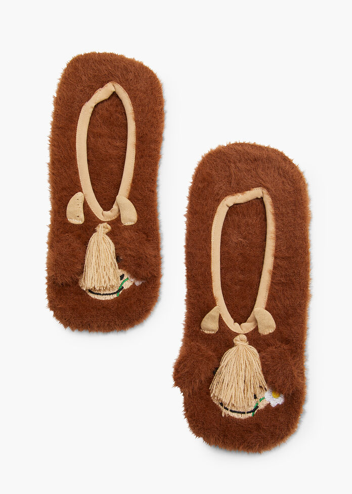 Fluffy Highland Cow Slipper Socks, , hi-res