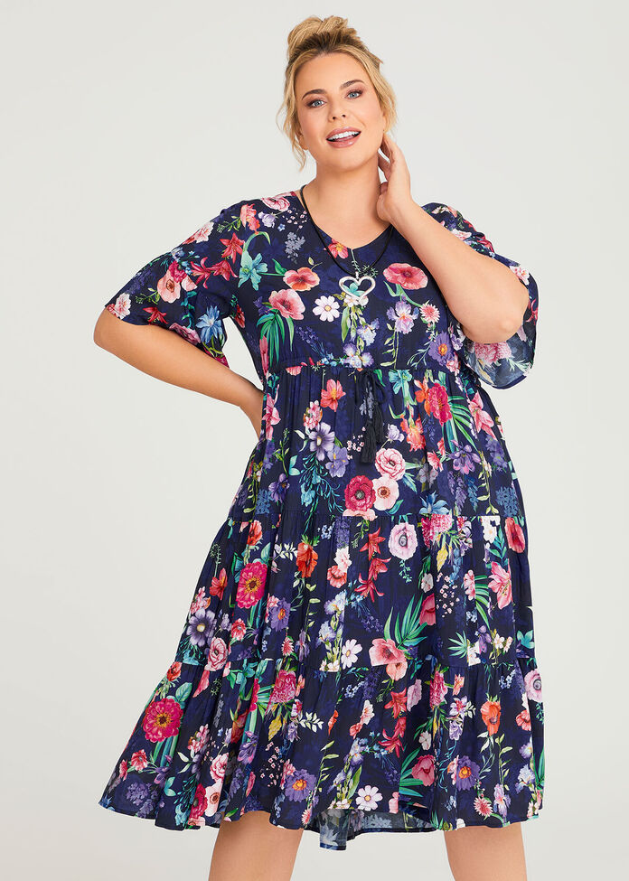Shop Natural Garden Floral Dress in Multi, Sizes 12-30 | Taking Shape AU