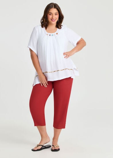 Plus Size Stretch Linen Kyra Crop Pant