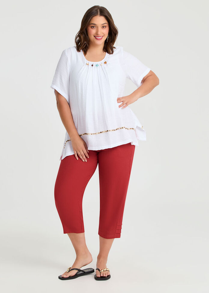 Stretch Linen Kyra Crop Pant, , hi-res