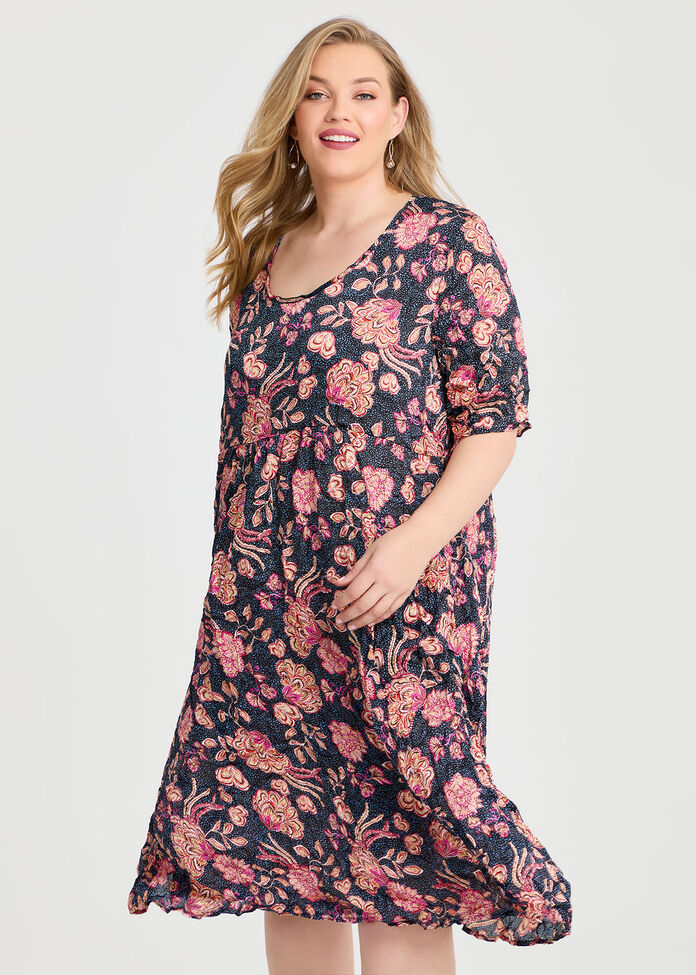 Crushed Patch Pocket Midi Dress, , hi-res