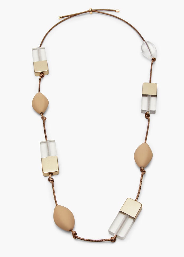 Square Beads Stationed Necklace, , hi-res