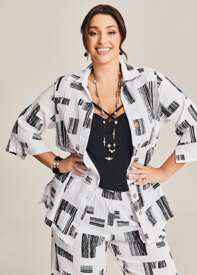 Plus Size Crinkle Natural Shirt