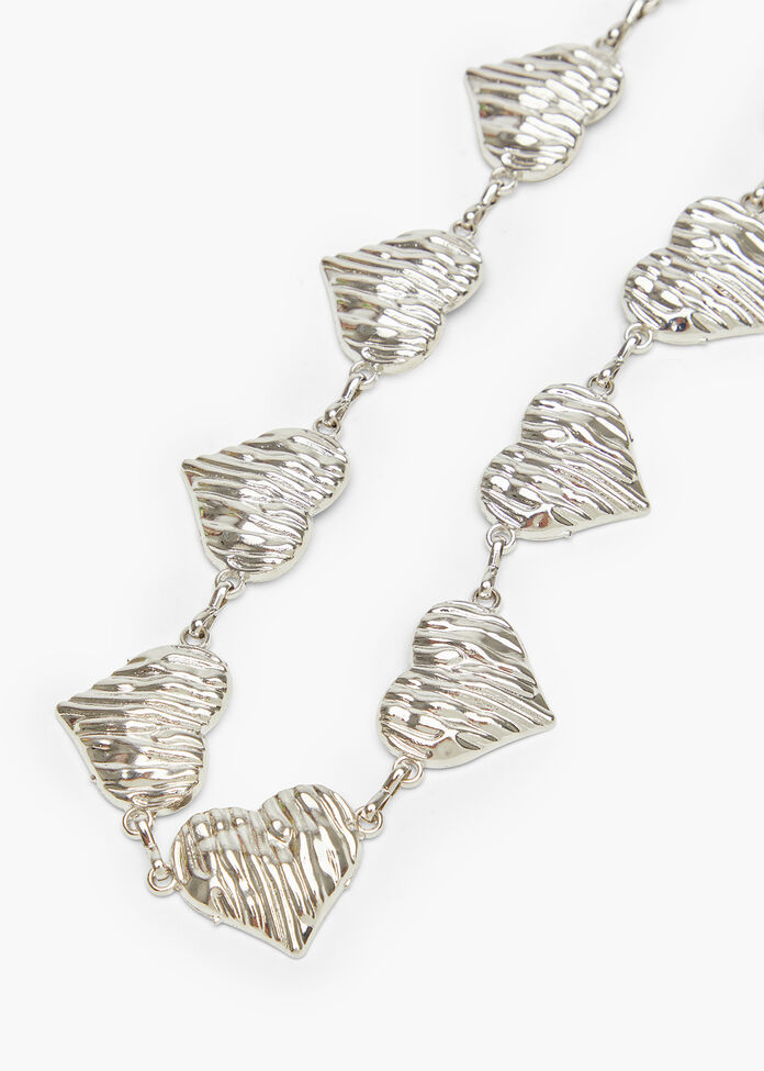 Silver Heart Chain Belt, , hi-res