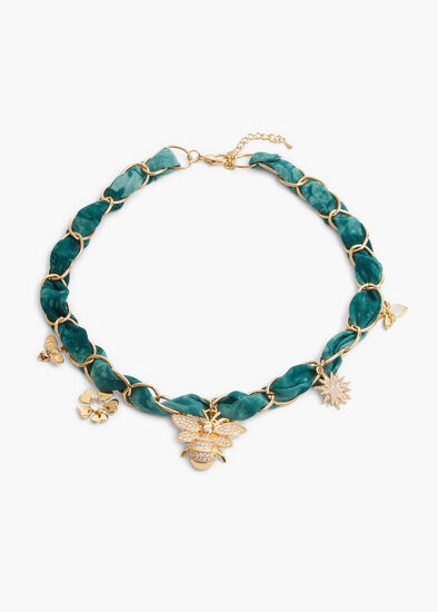 Fabric & Charms Statement Necklace