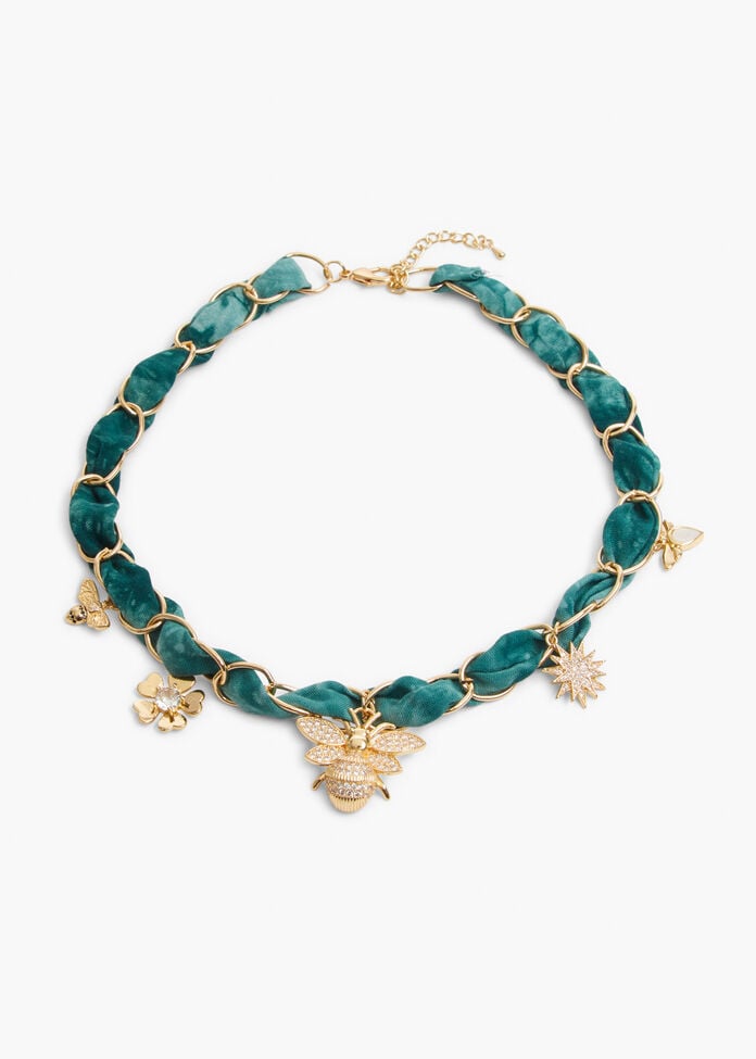 Fabric & Charms Statement Necklace, , hi-res