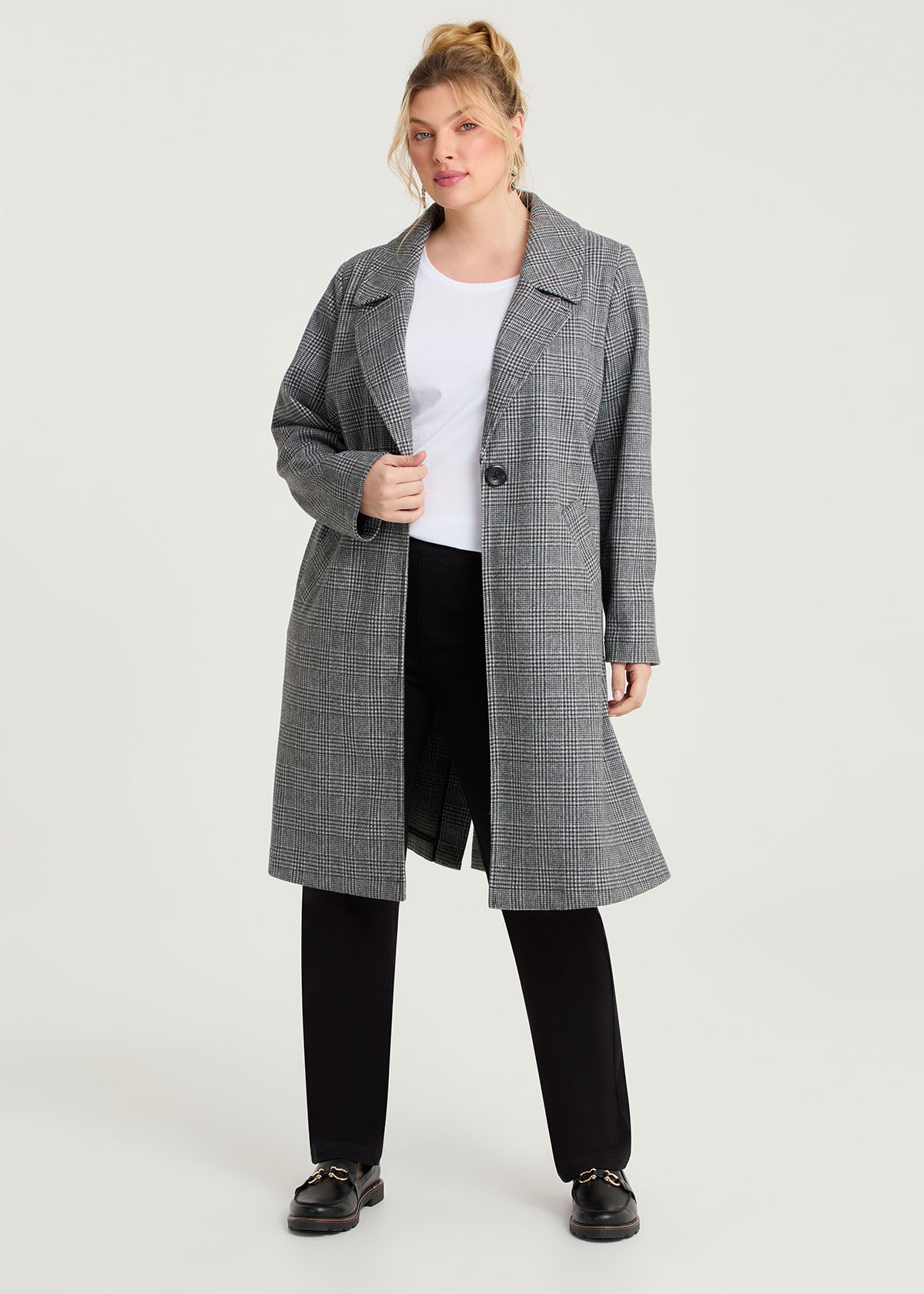 Shop Plus Size Check Longline Jacket, Multi | Taking Shape AU