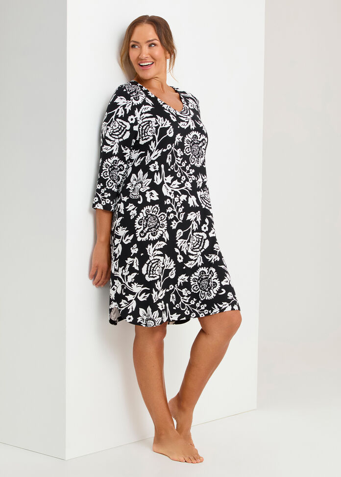 Bamboo Monochrome Nightie, , hi-res