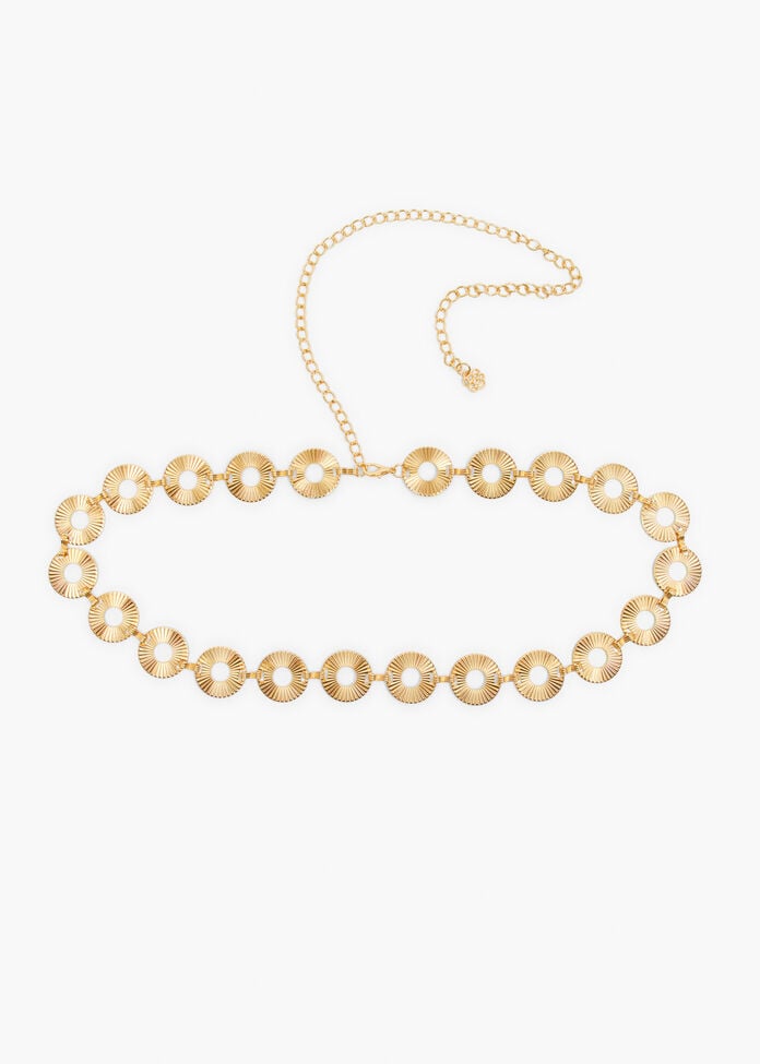 Gold Circle Chain Belt, GOLD, hi-res