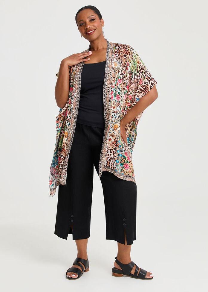 Stretch Linen Ayanna Crop Pant, , hi-res
