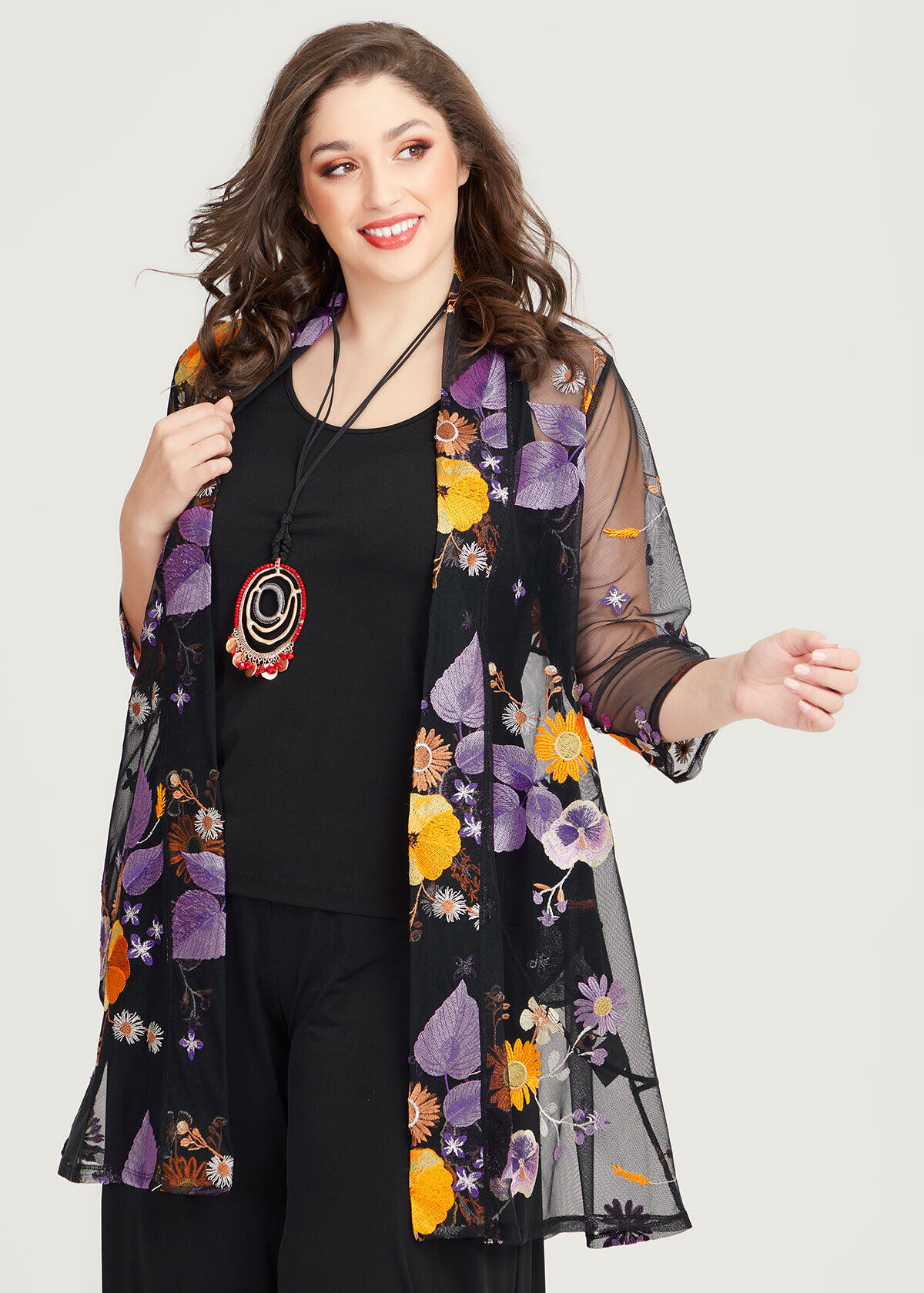 Shop Plus Size Embroidered Floral Cardigan in Multi Taking Shape AU